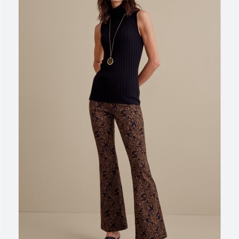 Soft Surroundings Black and Brown Paisley Flare Pants